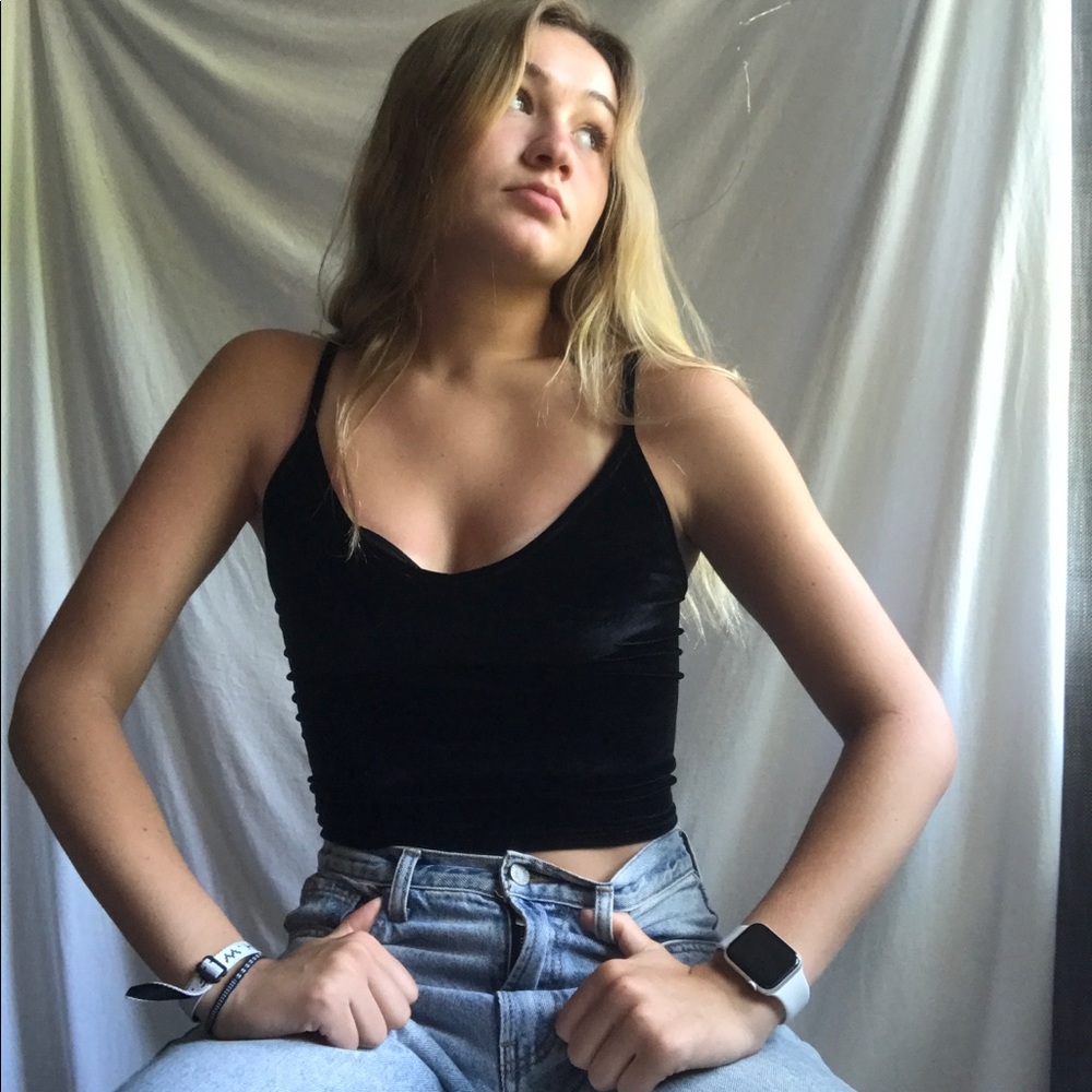 Brandy Melville Black Joanne Velvet Top